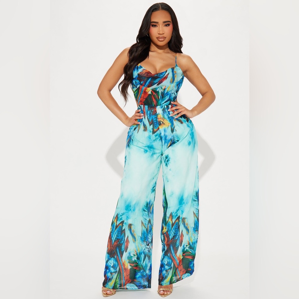 FASHION NOVA: Best of Days Jumpsuit- Blue/Combo